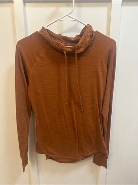 Rust Brown Long Sleeve Cowl Neck Tee
